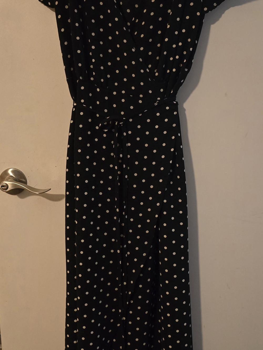 Black Polka Dot Maxi Wrap Dress